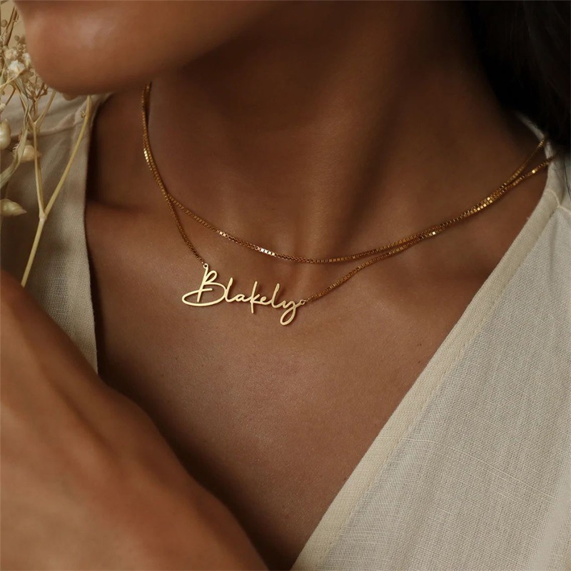 Customized Personalized Stainless Steel Name Necklace DIY Letter Collarbone Chain Fashion Jewelry Necklaces