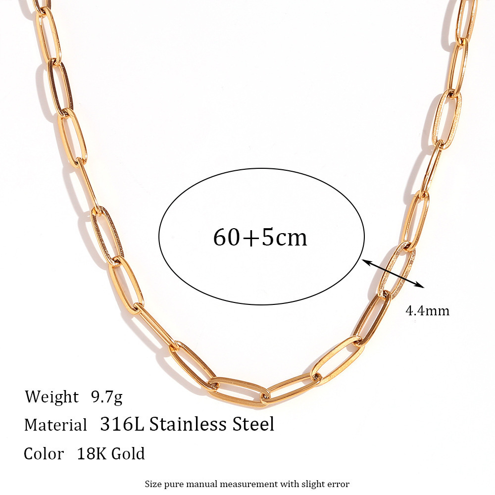 18K Gold Plated Jewelry 316L Stainless Steel Paper Clip Box Chain Necklace Chains For Jewelry Making