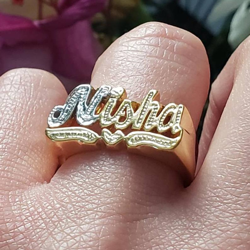 Custom 3d Name Ring Finger Ring Plated Personalized Ring Jewelry Gift Gold Hip-hop Rock Exaggerated Punk for Men Unisex Hiphop