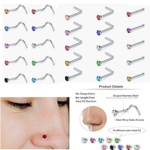 Sparkling Rhinestone Nose Stud and Nose Rings Set Wholesale Fashion Piercing Jewelry