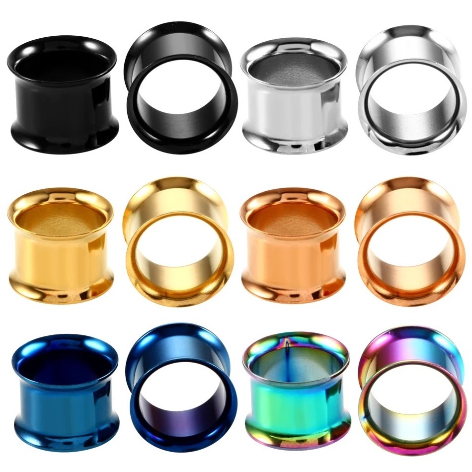 High-quality Stainless Steel Ear Tunnels with Spiral Ear Stretchers, Punk Hip-hop Piercing Jewelry Wholesale