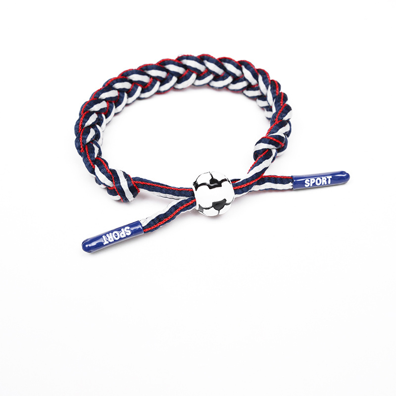 Adjustable football Charm Bracelet Braided Rope Jewelry Wristband American Flag Nylon Stretchable Bracelet for Sports Fans