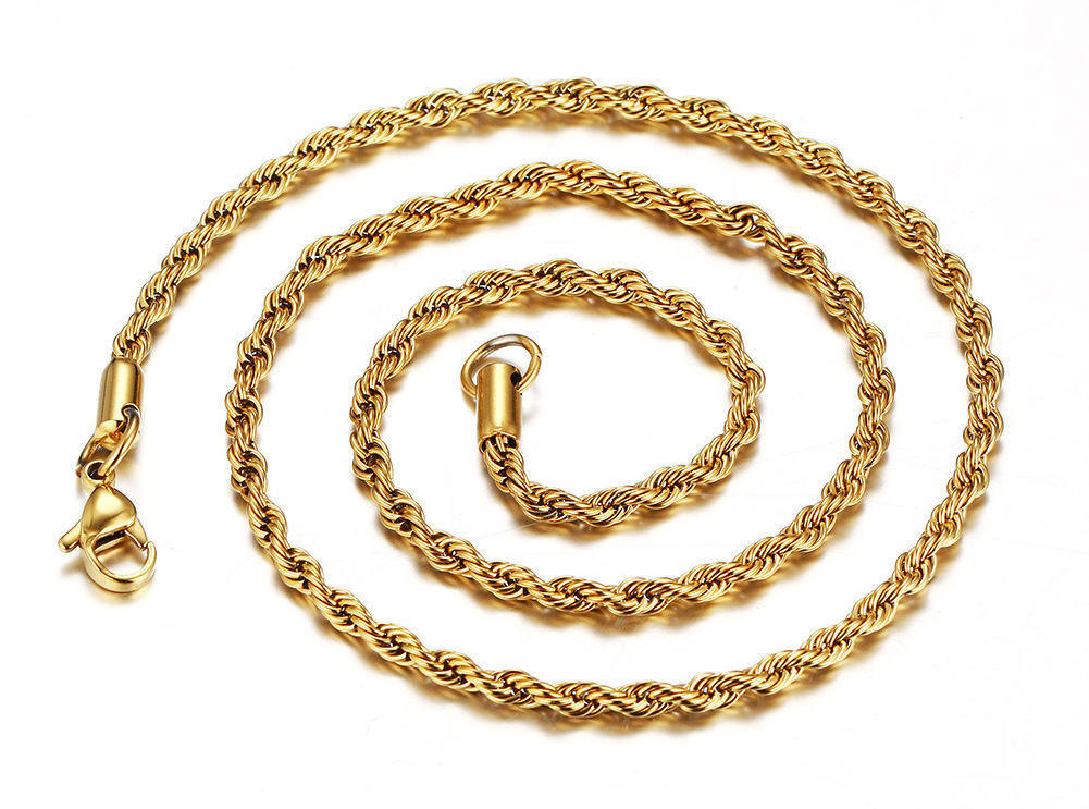 Stainless Steel 2MM 3MM 4MM 5MM Twist Thick Chain Choker Layered Men Women Gold Rope Chain Necklace