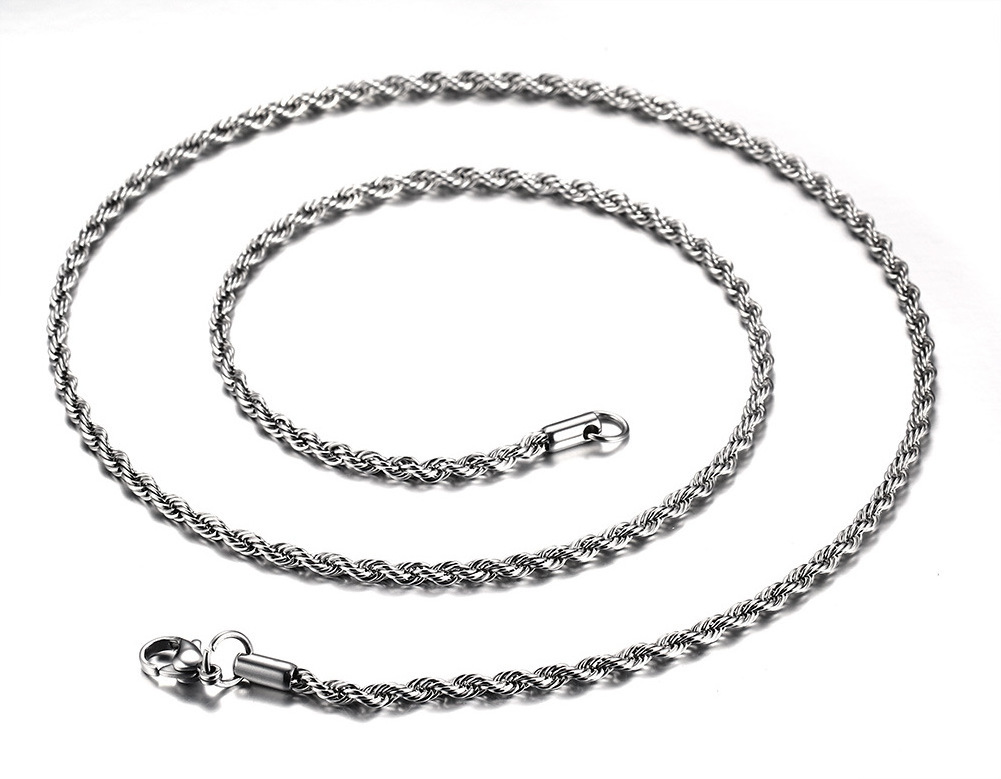 Stainless Steel 2MM 3MM 4MM 5MM Twist Thick Chain Choker Layered Men Women Gold Rope Chain Necklace