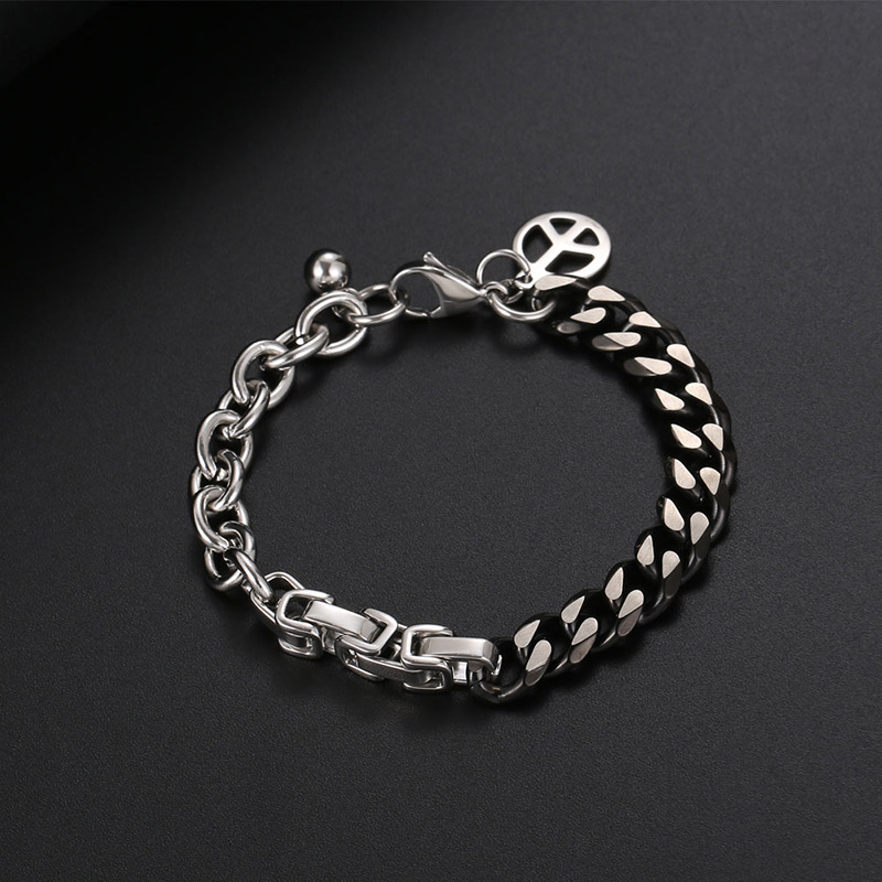 Charm Link Bracelets for Men Stainless Steel black Silver Cuban Link Chain Bracelets Unisex Chunky Bracelets Xmas Fathers Day