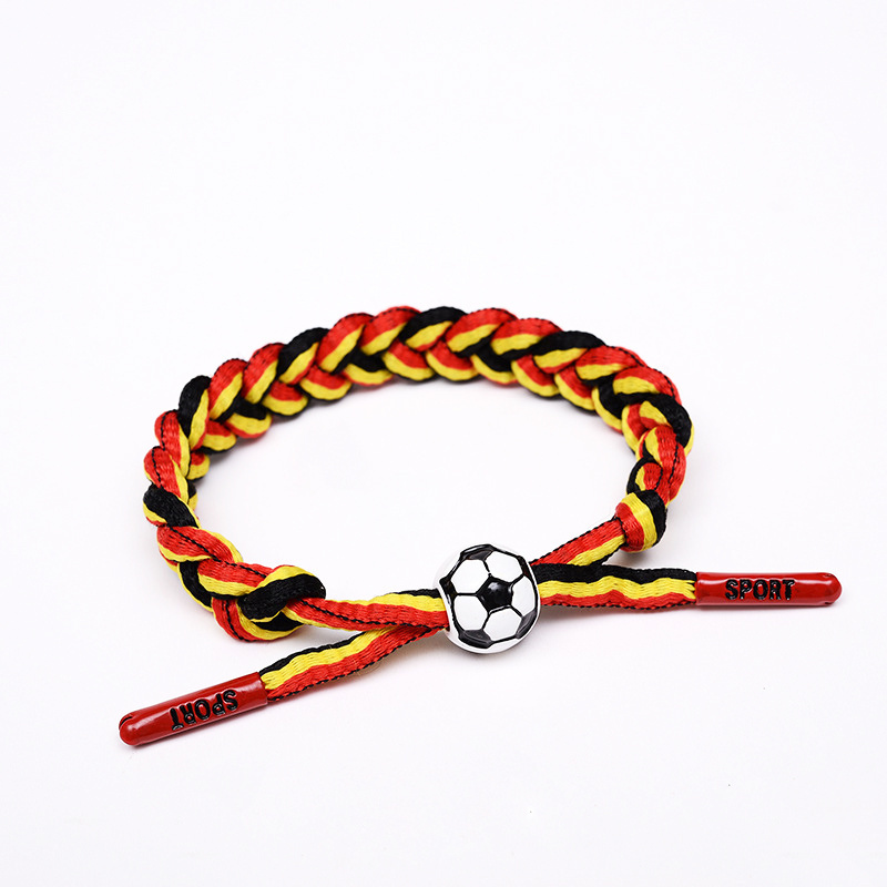 Adjustable football Charm Bracelet Braided Rope Jewelry Wristband American Flag Nylon Stretchable Bracelet for Sports Fans