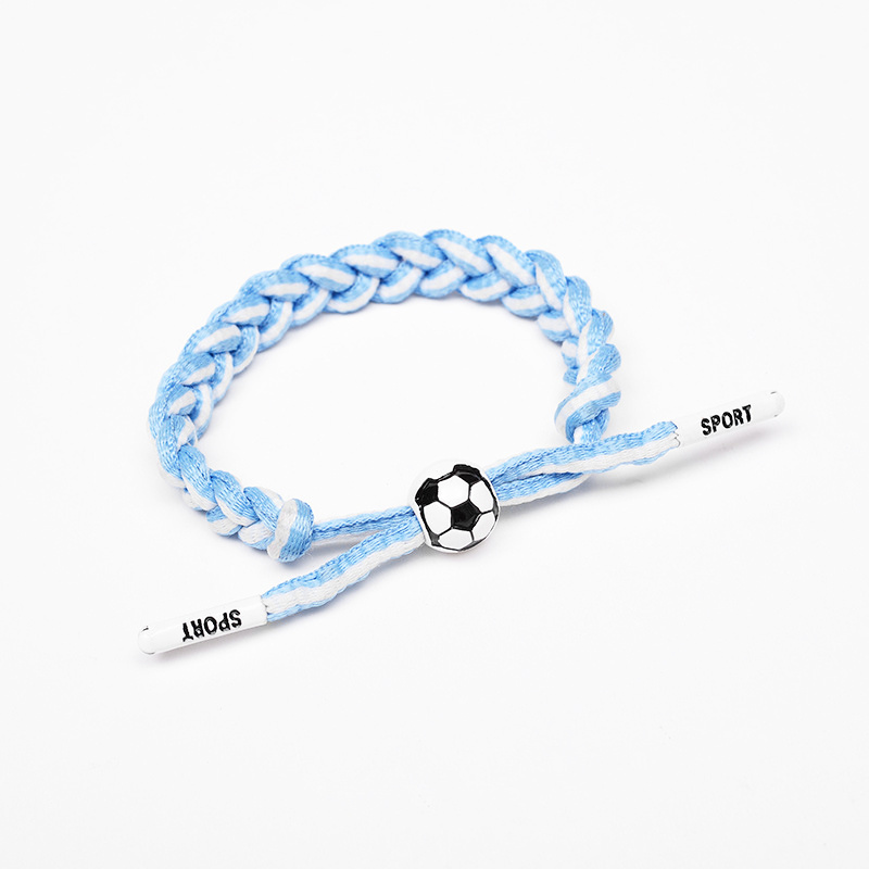 Adjustable football Charm Bracelet Braided Rope Jewelry Wristband American Flag Nylon Stretchable Bracelet for Sports Fans