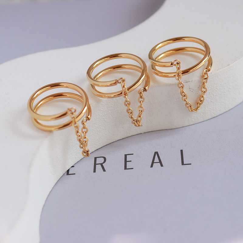 Unique women non tarnish personalized 18k gold plated stainless steel cheap stackable fidget rings