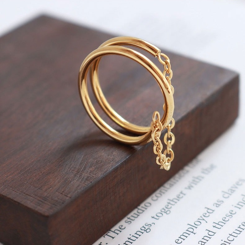 Unique women non tarnish personalized 18k gold plated stainless steel cheap stackable fidget rings