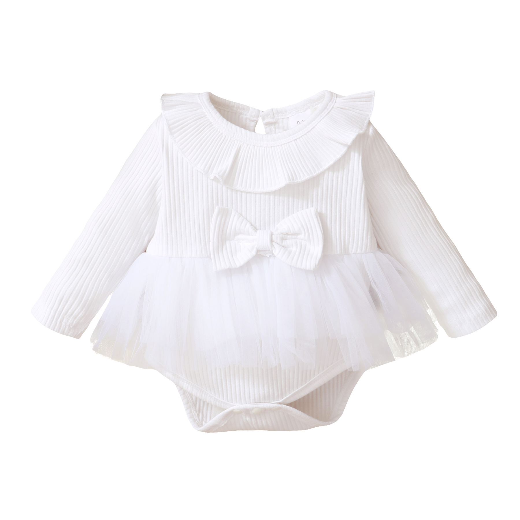 2021 Newborn Fall babies clothes Knitted Ribbed Long Sleeve Cute Tutu Dress Baby Girl Jumpsuit Romper