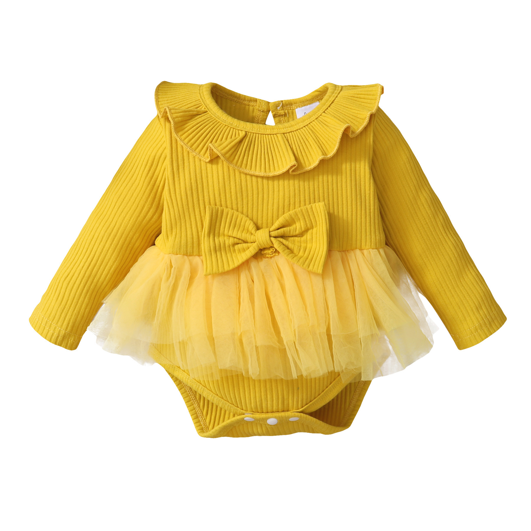 2021 Newborn Fall babies clothes Knitted Ribbed Long Sleeve Cute Tutu Dress Baby Girl Jumpsuit Romper