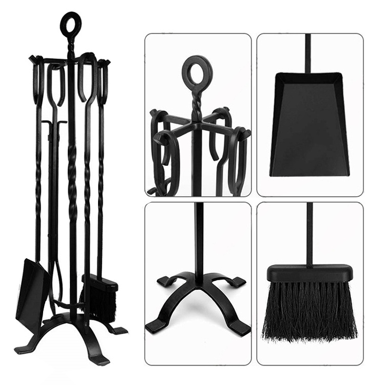 Best Selling Indoor 4 Pieces Fireplace Sets & Accessories With Fireplace Brush Fire Poker Fireplace Shovel Firewood Tong