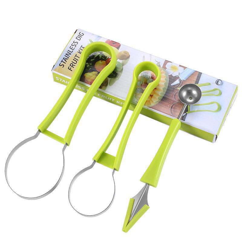 3 in 1 fruit tools fruit digger set stainless steel fruit&vegetable tools kitchen slicer