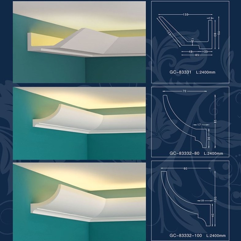 Interior indirect lighting coving ceiling decorative cornice foam Moulding ready to install