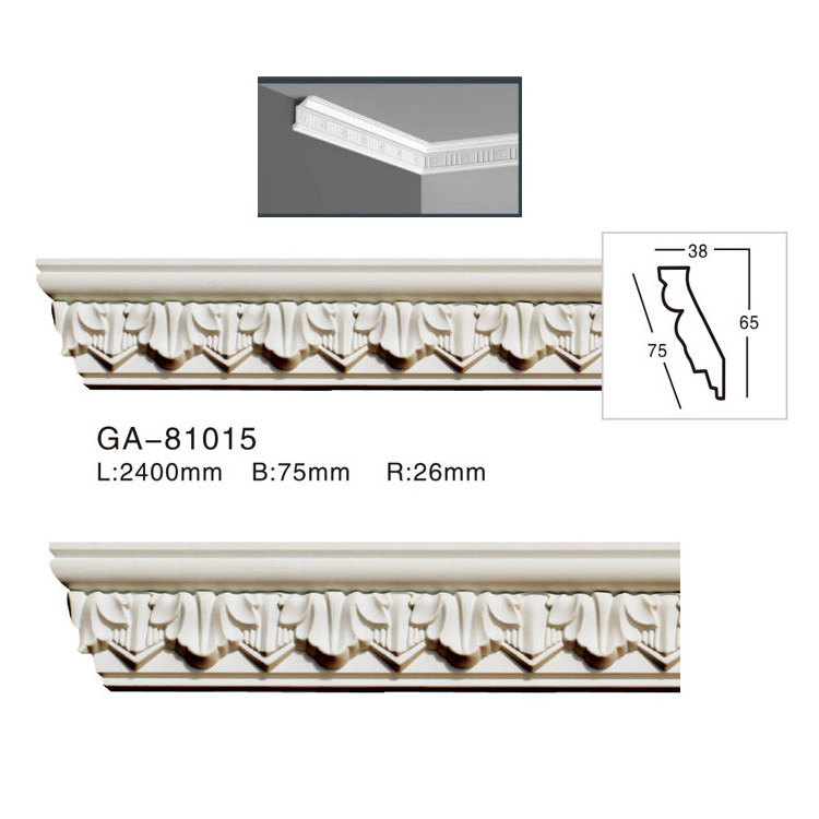 81015  New high grade Polyurethane building decorative ceiling molding  75mm cornice