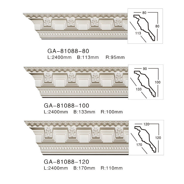 wholesale polyurethane cornice real estate roman pillars column ceiling seamless medallion decoration crown Mouldings