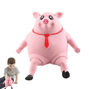 Cute funny pink tpr anti stres decompression stretchy piggy splash porky porkysplash tpr pig stress squishy pig for squeeze toys