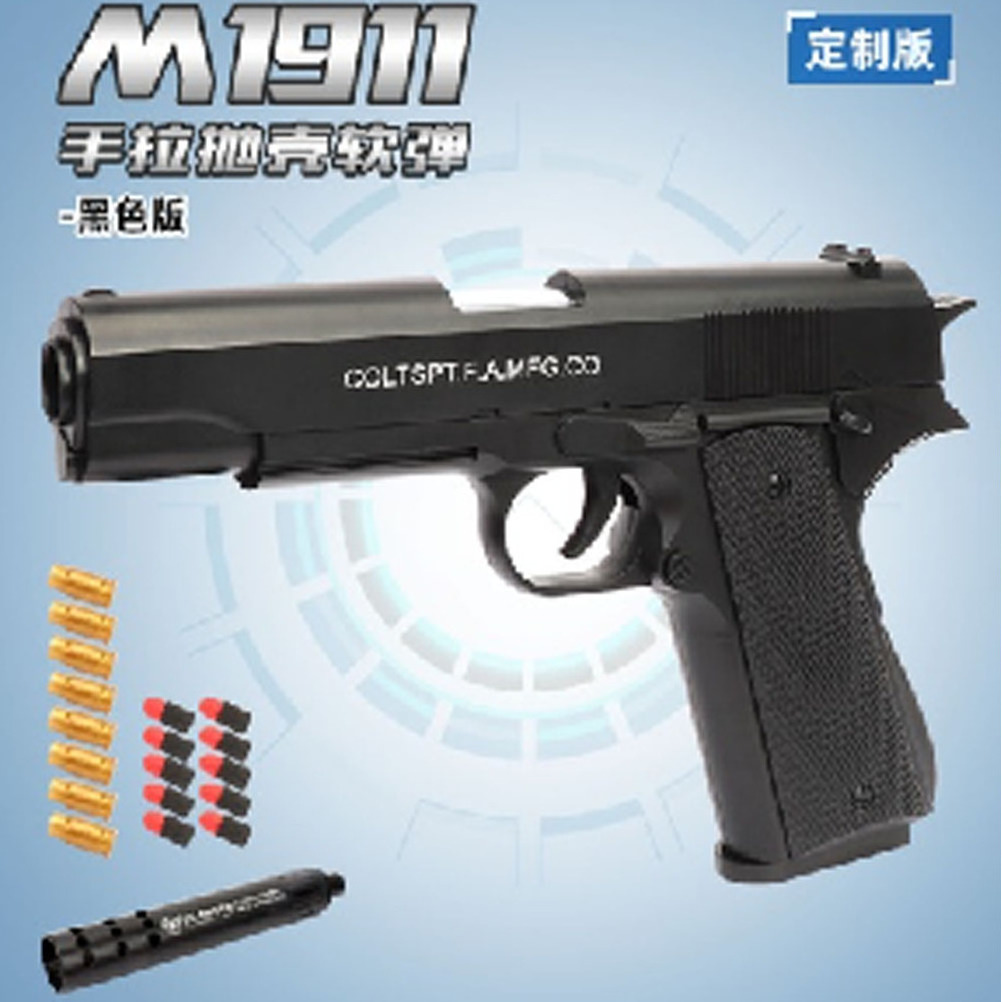 2022 Amazon hot Selling Plastic Toy Gun Shell Ejection Soft Bullet Toy Gun M1911 Small Pistol Manual Loading