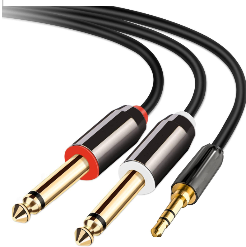 3.5mm 6.35mm auxiliary audio aux cable with usb data port 2 in 1 video converter cable for car