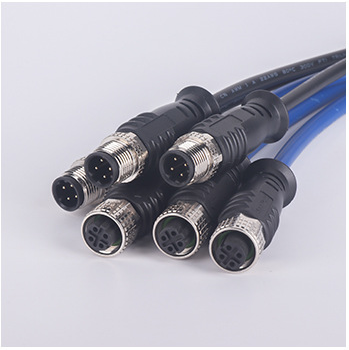 M12 waterproof cable 3 4 5 8 hole needle waterproof connector metal screw nut IP68 aviation plug connector