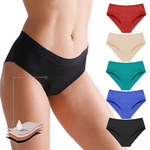 Private Label Super Absorbent 4 Layers Menstrual Cycle Fat Ladies Cotton Underwear Girls Leakproof Period Panties For Women