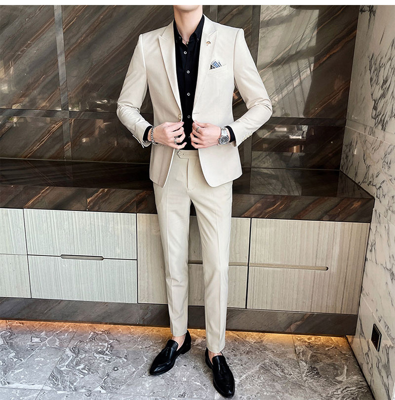 Men's 2 Pieces Set Leisure Blazer Suits Gray Blue black Slim Fit Men Formal Business Dress Suit Plus size 4XL Costume Homme