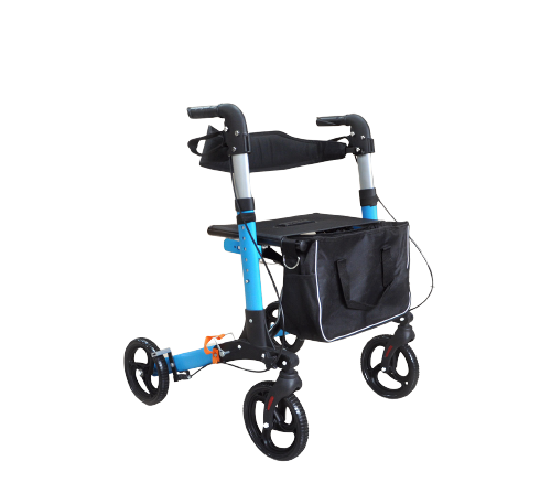 Healthcare Old People Shopping Cart Aluminium Rollator Folding Rolling Walker With Seat