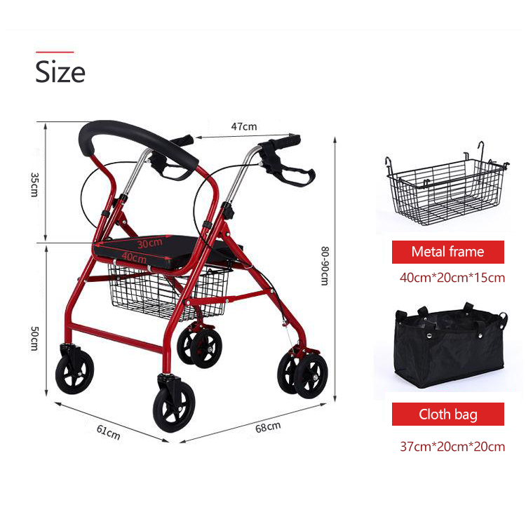 Wholesale Foldable Adult Aluminum Walker Stair Climbing Rollator