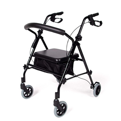 Hot Product Aluminum Adult Elderly 4 wheels walker rollator with shopping bag light weight Rollator Walker