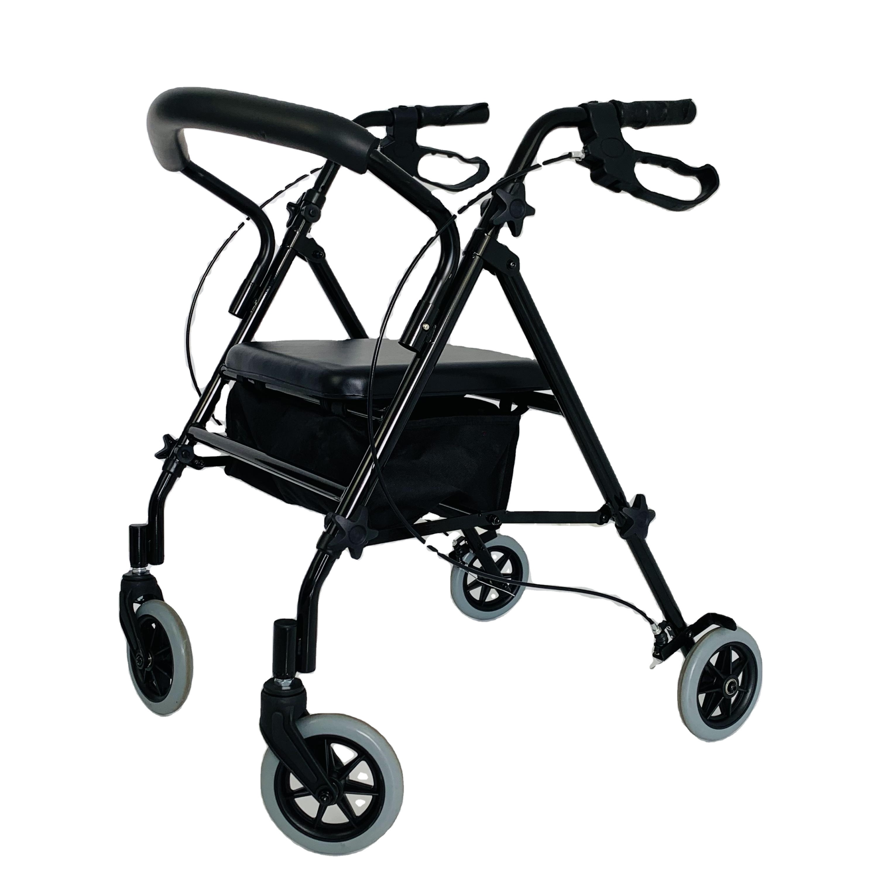 Hot Product Aluminum Adult Elderly 4 wheels walker rollator with shopping bag light weight Rollator Walker