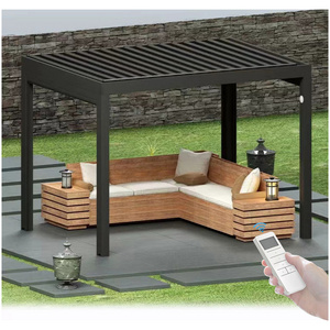 Modern outdoor gazebo electric aluminum alloy pavilion sun room Smart villa aluminum pergola louver awning