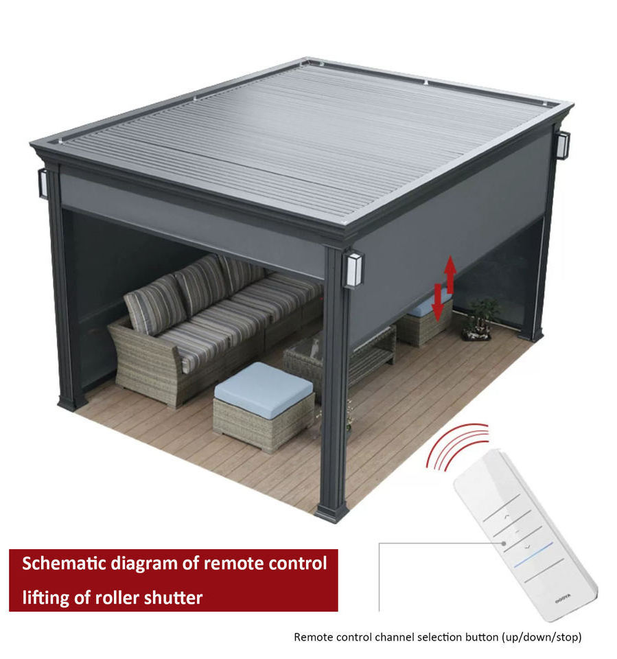 Remote Control Pergola Outdoor Gazebo Garden Bioclimatic Aluminium Pergola With Sun Screen Sunshade Pavilion