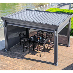 Remote Control Pergola Outdoor Gazebo Garden Bioclimatic Aluminium Pergola With Sun Screen Sunshade Pavilion