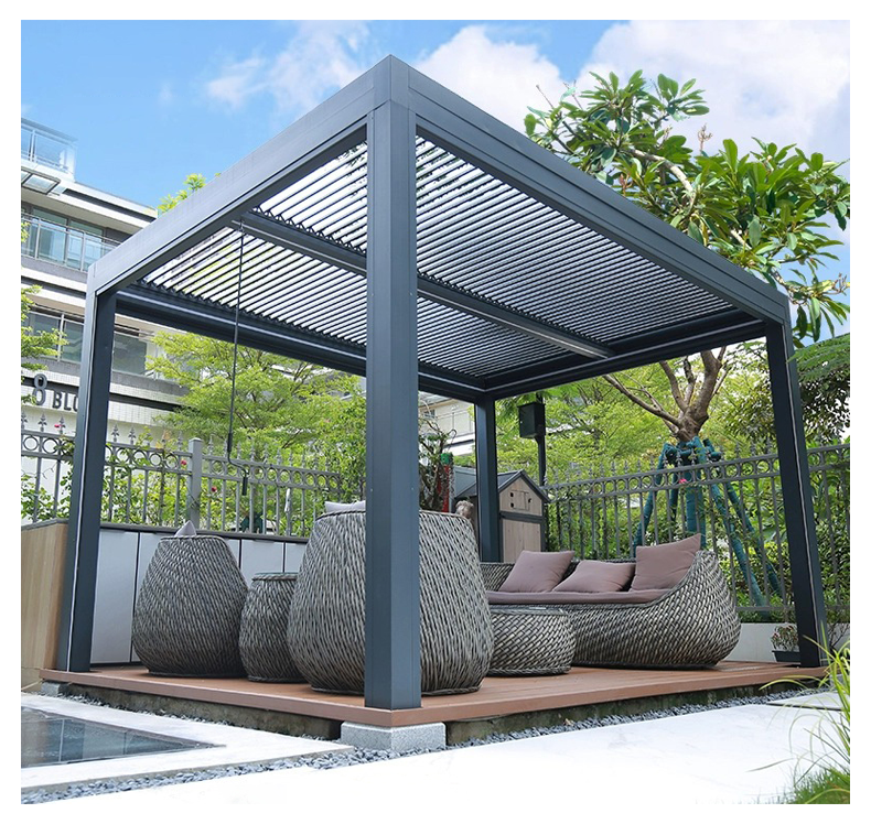 Customized electric outdoor gazebo waterproof motorized louvered roof bioclimatic aluminium pergola waterproof outdoor blinds