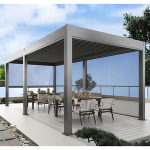 Outdoor Waterproof Electric Motorised Aluminum Pergola Gazebo With LED Lights Roof Pergola