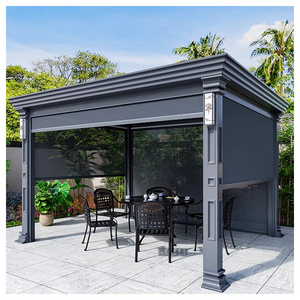 Motorized Bioclimatic Pergola Canopy Aluminum Retractable Roof for Outdoor Gazebos Pavilion for Wood and Plastic Frame