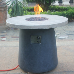 New arrival 36 inch height gas fire pits dinning Table with wood vein table top