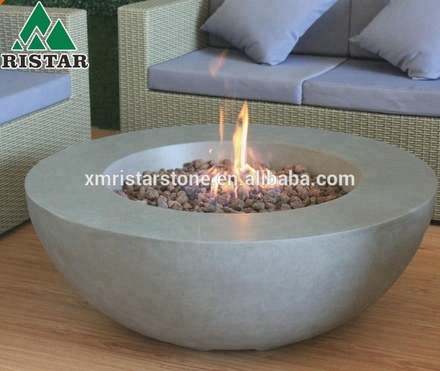 Deco garden with propane gas firepit bowl  concrete fire bowl for outdoor living