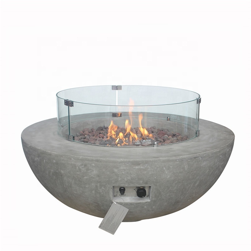 Charm Garden Ready To Ship Outdoor Gas Firebowl Cement Table Top fire pit for Backyard Furniture