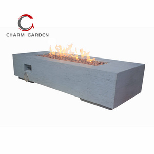 Concrete Fireplace Patio Outdoor Propane Fire Pit Table Rectangle Table With Fire