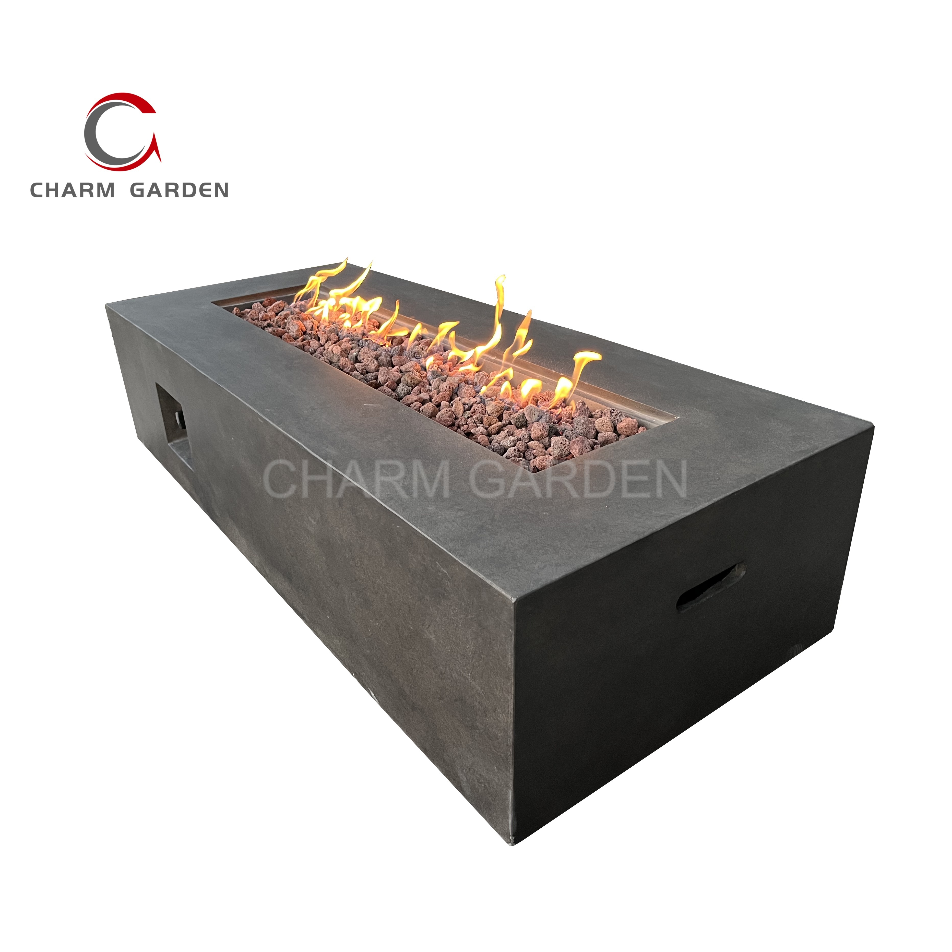 Wholesale Outdoor Concrete fireplace Patio Gas fire Table Decorative GFRC  Rectangle Fire Pit