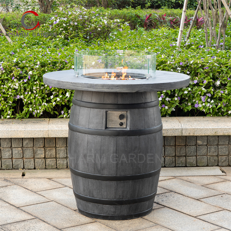 Bar Table Fire Wood Vein Look wine barrel fire pit Fireplace CZYG025 Gas Patio Stove