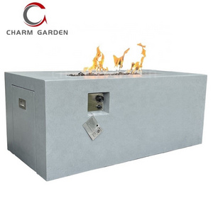 Garden Patio Outdoor Furniture Rectangle Gas Fireplace with Gas tank inside Modern style Dining Fire Table