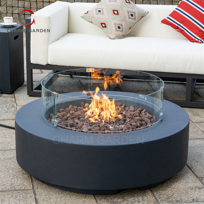 Round Fire Pit Gas Tank Cover Storage Box Hidden Gas Bottle Side Table