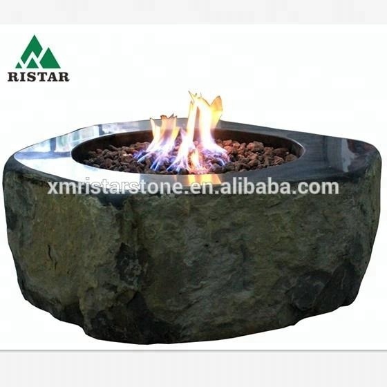 Natural basalt stone garden outdoor gas fire pits table