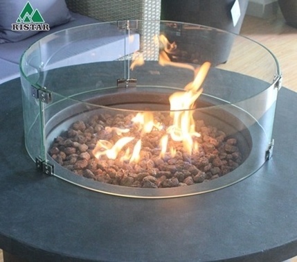 31.5 inch outdoor propane gas round fire pits table with glass wind guards