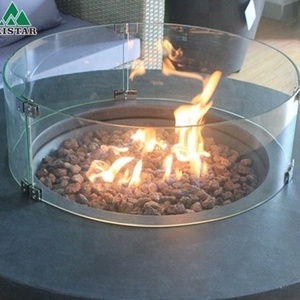 31.5 inch outdoor propane gas round fire pits table with glass wind guards