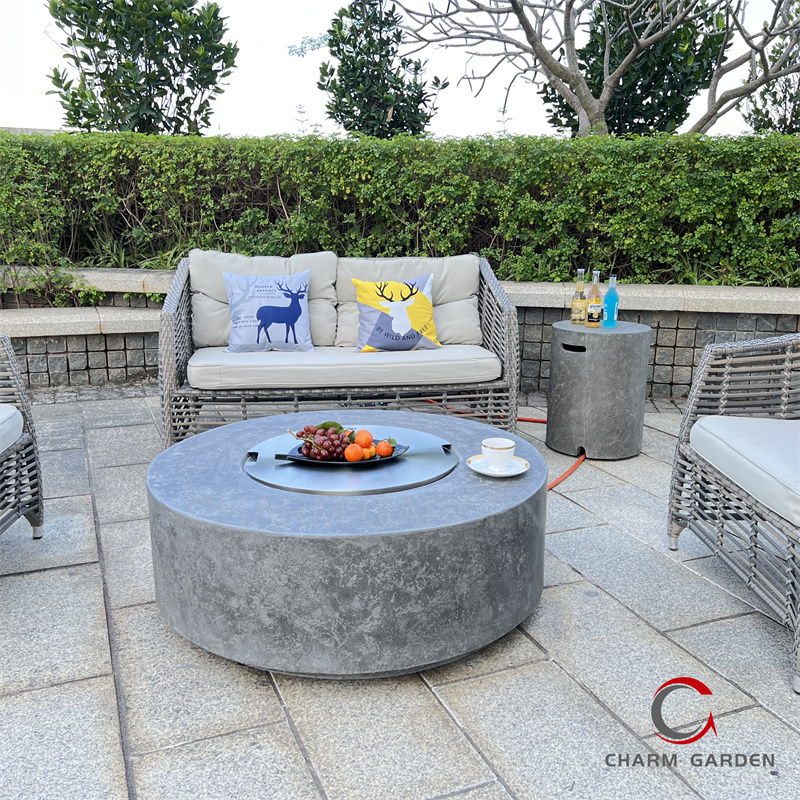 Garden Heating Original Concrete Grey concrete natural gas fire pit