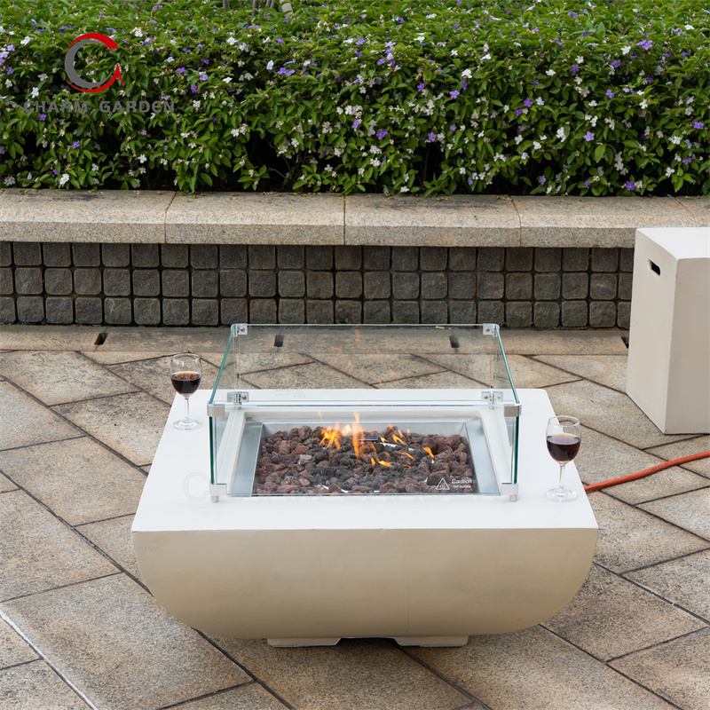 Hot Sales 55000BTU Concrete Patio Heaters Square Garden Fireplace Gas Propane Fire Pits