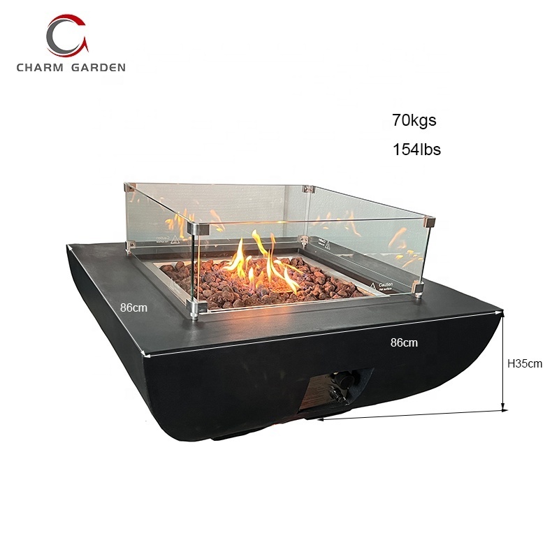 Modern Firepit Table Outdoor Gas Propane fireplace for garden patio backyard